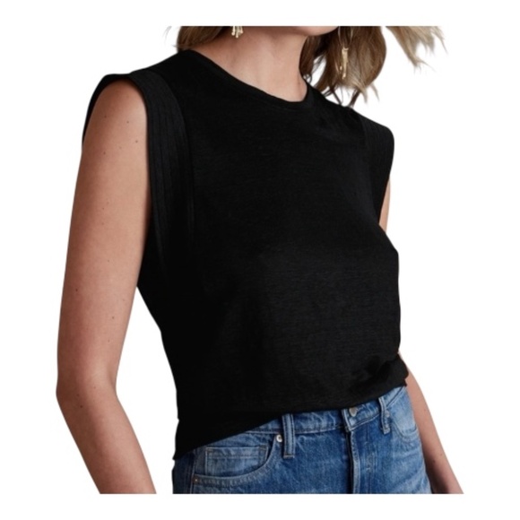 Banana Republic Tops - ✨ EUC BANANA REPUBLIC Black Linen Sharp Shoulder Tee | Sz S